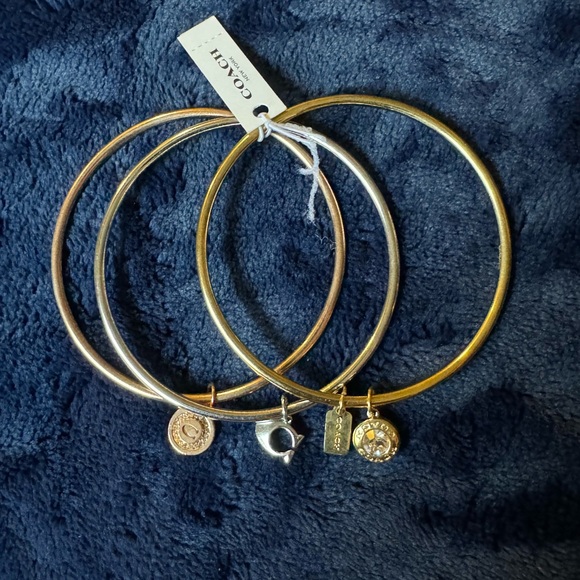 Coach Bangle Bracelet Set with Charms Tri-Color Plated Metal - Picture 5 of 5